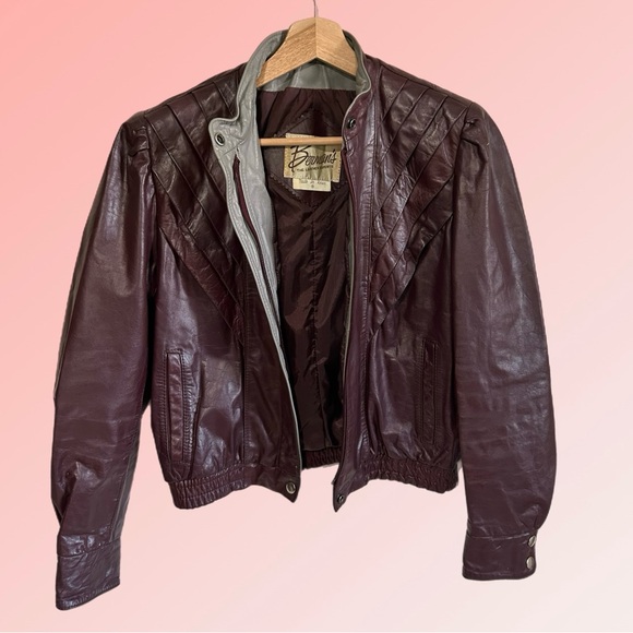 VINTAGE BERMAN'S PURPLE LEATHER RACER JACKET - Picture 2 of 8